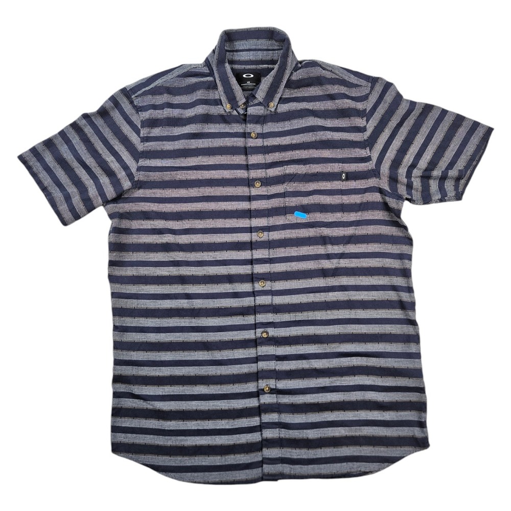 Oakley Choice Woven Shirt Mens Large L Button Up Shirt Regular Fit Blue Stripe‎